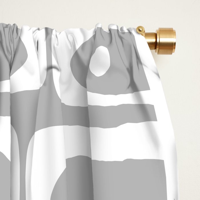 Mid Century Modern Geometric Abstract Minimalist Piquet Multi Pattern in Gray and White Window Curtain Gallery Image 2