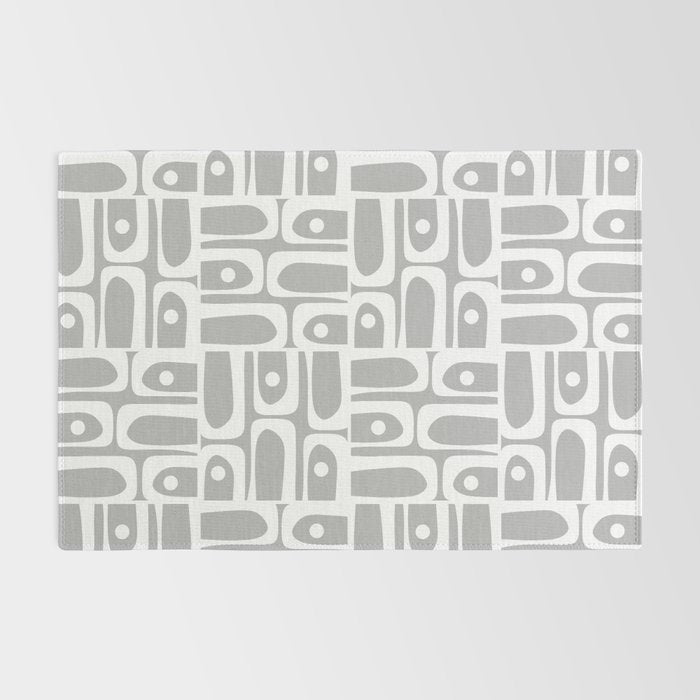 Mid Century Modern Geometric Abstract Minimalist Piquet Multi Pattern in Gray and White Rug Gallery Image 2