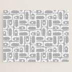 Mid Century Modern Geometric Abstract Minimalist Piquet Multi Pattern in Gray and White Jigsaw Puzzle Gallery Image 1