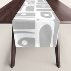 Mid Century Modern Geometric Abstract Minimalist Piquet Multi Pattern in Gray and White Table Runner Gallery Image 1