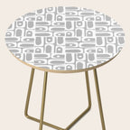 Mid Century Modern Geometric Abstract Minimalist Piquet Multi Pattern in Gray and White Side Table Gallery Image 2