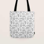 Mid Century Modern Geometric Abstract Minimalist Piquet Multi Pattern in Gray and White Tote Bag Gallery Image 1