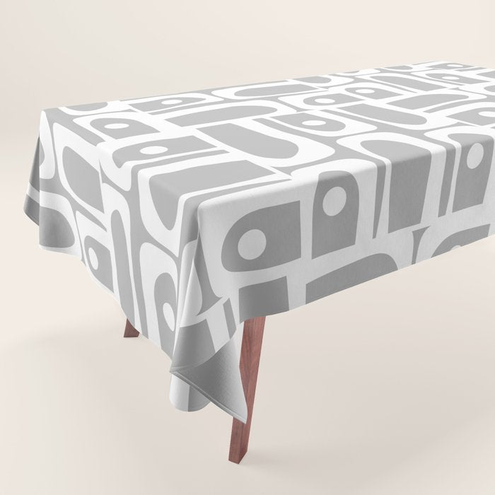 Mid Century Modern Geometric Abstract Minimalist Piquet Multi Pattern in Gray and White Tablecloth Gallery Image 1