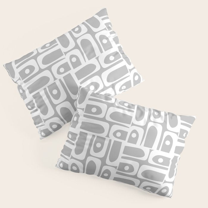 Mid Century Modern Geometric Abstract Minimalist Piquet Multi Pattern in Gray and White Pillow Sham Gallery Image 3