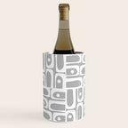 Mid Century Modern Geometric Abstract Minimalist Piquet Multi Pattern in Gray and White Wine Chiller Gallery Image 3