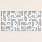 Mid Century Modern Geometric Abstract Minimalist Piquet Multi Pattern in Gray and White Desk Mat Gallery Image 3