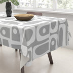 Mid Century Modern Geometric Abstract Minimalist Piquet Multi Pattern in Gray and White Tablecloth Gallery Image 3