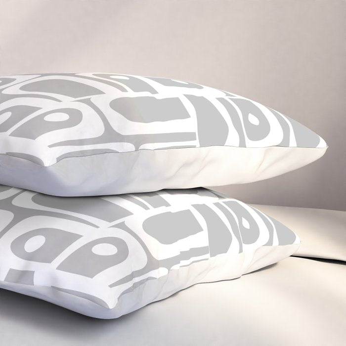 Mid Century Modern Geometric Abstract Minimalist Piquet Multi Pattern in Gray and White Pillow Sham Gallery Image 3