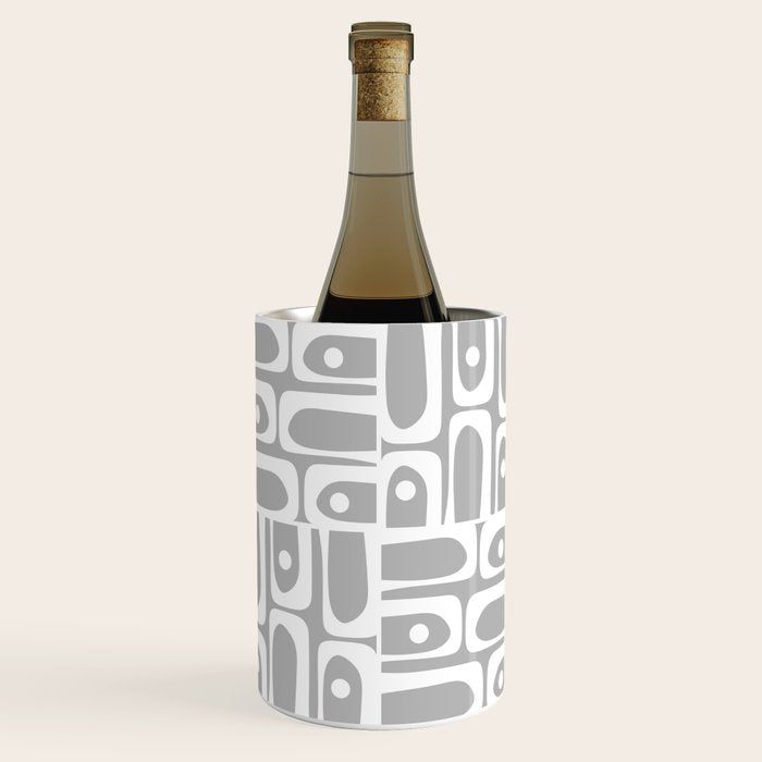 Mid Century Modern Geometric Abstract Minimalist Piquet Multi Pattern in Gray and White Wine Chiller Gallery Image 1