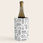 Mid Century Modern Geometric Abstract Minimalist Piquet Multi Pattern in Gray and White Wine Chiller Gallery Image 1