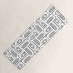 Mid Century Modern Geometric Abstract Minimalist Piquet Multi Pattern in Gray and White Yoga Mat Gallery Image 1