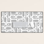 Mid Century Modern Geometric Abstract Minimalist Piquet Multi Pattern in Gray and White Desk Mat Gallery Image 1