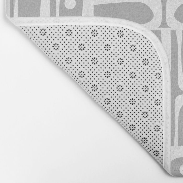 Mid Century Modern Geometric Abstract Minimalist Piquet Multi Pattern in Gray and White Bath Mat Gallery Image 2