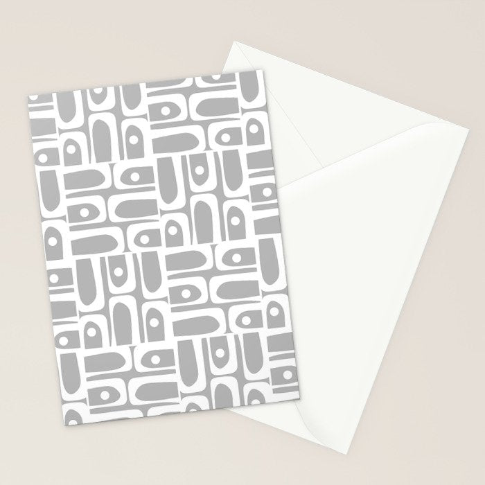 Mid Century Modern Geometric Abstract Minimalist Piquet Multi Pattern in Gray and White Stationery Card Gallery Image 2