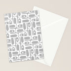 Mid Century Modern Geometric Abstract Minimalist Piquet Multi Pattern in Gray and White Stationery Card Gallery Image 2