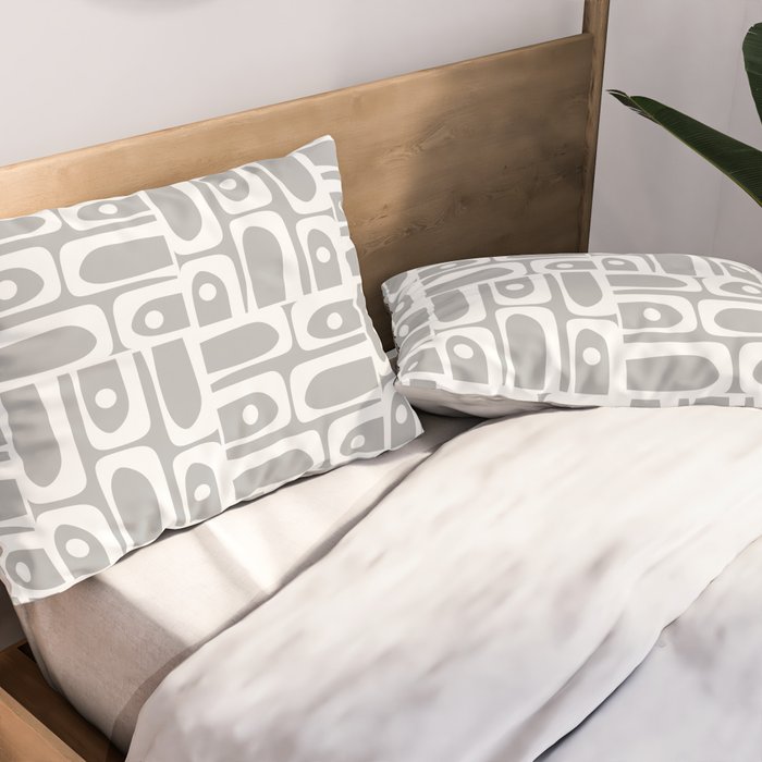 Mid Century Modern Geometric Abstract Minimalist Piquet Multi Pattern in Gray and White Pillow Sham Gallery Image 2