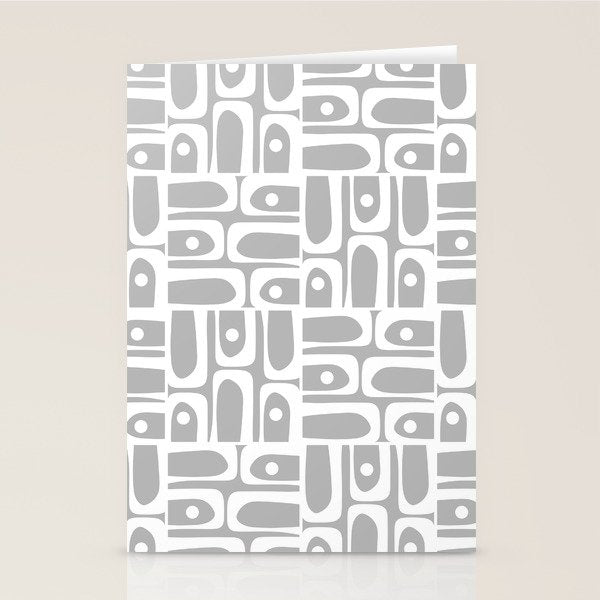 Mid Century Modern Geometric Abstract Minimalist Piquet Multi Pattern in Gray and White Stationery Card Gallery Image 2