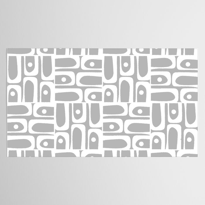 Mid Century Modern Geometric Abstract Minimalist Piquet Multi Pattern in Gray and White Tablecloth Gallery Image 2