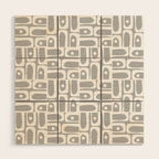 Mid Century Modern Geometric Abstract Minimalist Piquet Multi Pattern in Gray and White Wood Wall Art Gallery Image 1