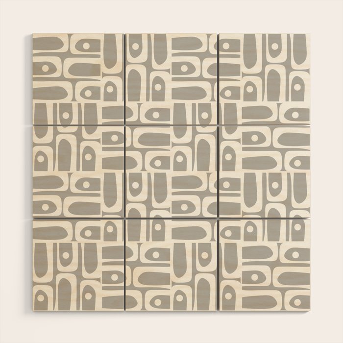 Mid Century Modern Geometric Abstract Minimalist Piquet Multi Pattern in Gray and White Wood Wall Art Gallery Image 1