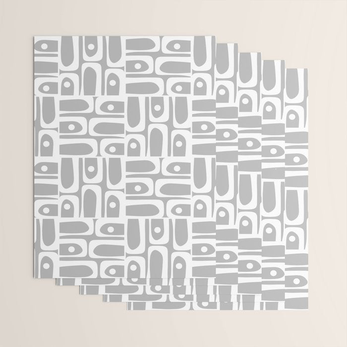 Mid Century Modern Geometric Abstract Minimalist Piquet Multi Pattern in Gray and White Wrapping Paper Gallery Image 3