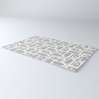Mid Century Modern Geometric Abstract Minimalist Piquet Multi Pattern in Gray and White Rug Gallery Image 3