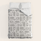 Mid Century Modern Geometric Abstract Minimalist Piquet Multi Pattern in Gray and White Duvet Cover Gallery Image 6