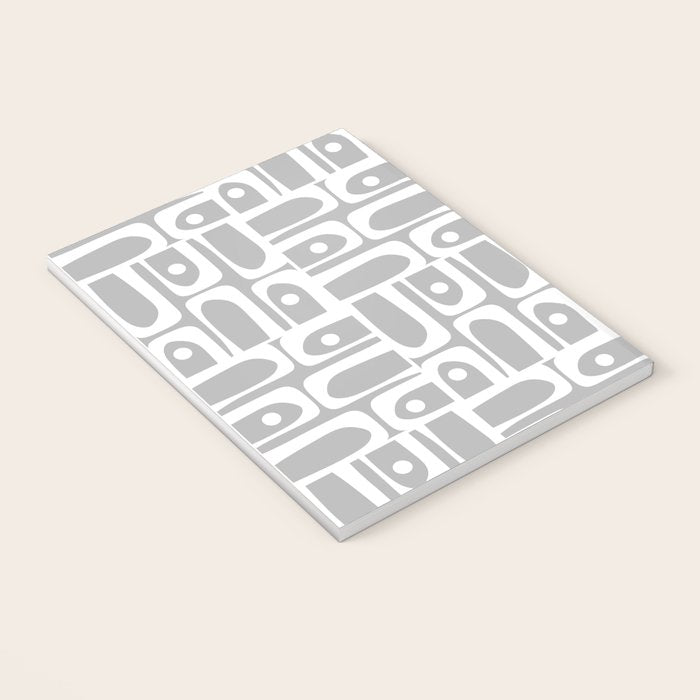 Mid Century Modern Geometric Abstract Minimalist Piquet Multi Pattern in Gray and White Notebook Gallery Image 3