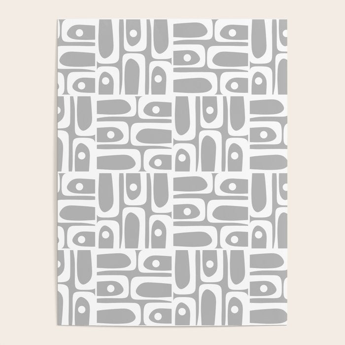 Mid Century Modern Geometric Abstract Minimalist Piquet Multi Pattern in Gray and White Poster Gallery Image 4