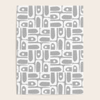 Mid Century Modern Geometric Abstract Minimalist Piquet Multi Pattern in Gray and White Poster Gallery Image 4