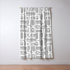Mid Century Modern Geometric Abstract Minimalist Piquet Multi Pattern in Gray and White Window Curtain Gallery Image 3