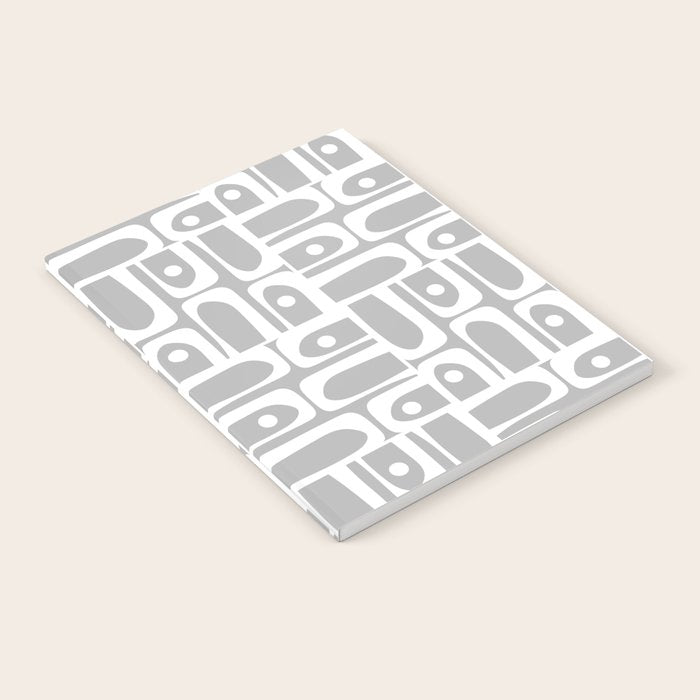 Mid Century Modern Geometric Abstract Minimalist Piquet Multi Pattern in Gray and White Notebook Gallery Image 1