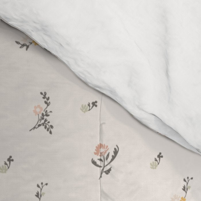 Sweet Pea Ditsy Floral - Pink, Charcoal, Mustard, Sage Comforter Gallery Image 4