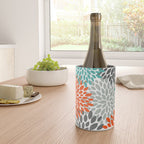 Orange and Teal Floral Abstract Print Wine Chiller Gallery Image 4