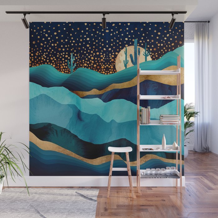Indigo Desert Night Wall Mural Gallery Image 1