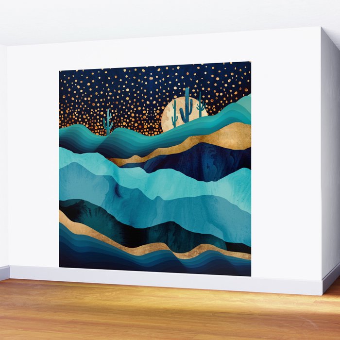 Indigo Desert Night Wall Mural Gallery Image 2