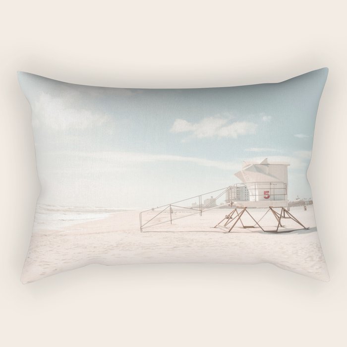 Lifeguard Tower California Beach Rectangular Pillow Gallery Image 1