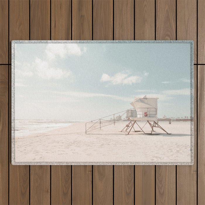 Lifeguard Tower California Beach Outdoor Rug Gallery Image 1