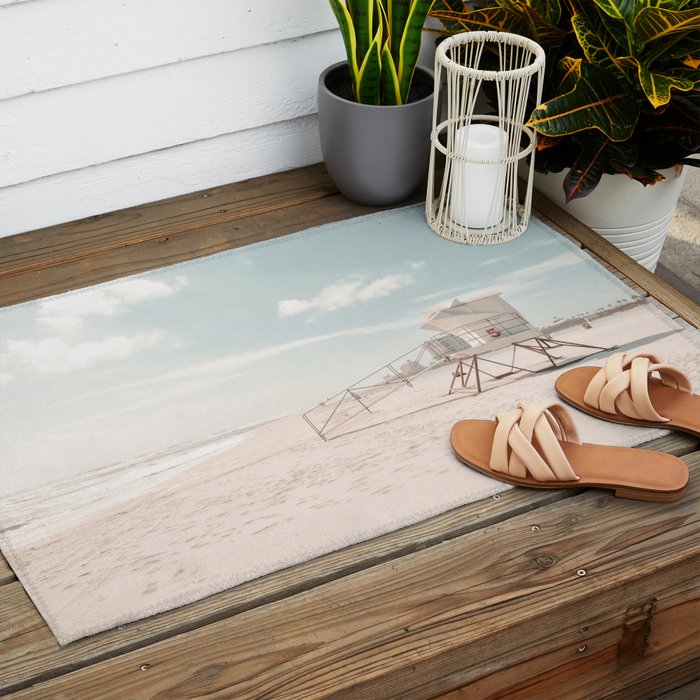 Lifeguard Tower California Beach Outdoor Rug Gallery Image 2