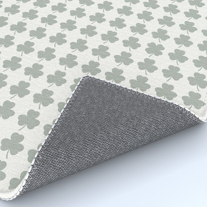 Clovers XXXIV Neutral Green Botanical Pattern Rug Gallery Image 4