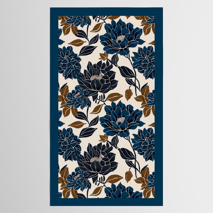 Modern Navy Floral Elegance Tablecloth Gallery Image 2