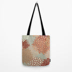 Festive, Floral Prints, Green, Terracotta, Red, Coloured Prints Tote Bag Gallery Image 2