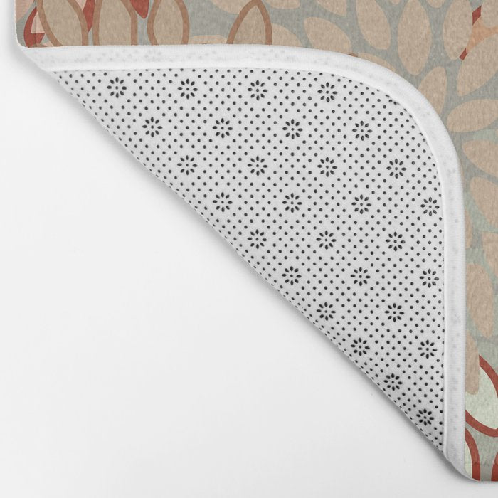 Festive, Floral Prints, Green, Terracotta, Red, Coloured Prints Bath Mat Gallery Image 2