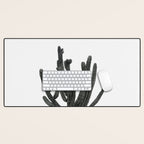 Black and White Cactus Desk Mat Gallery Image 1