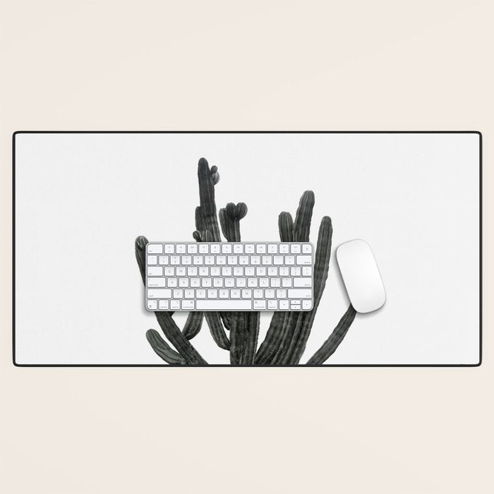 Black and White Cactus Desk Mat Gallery Image 1