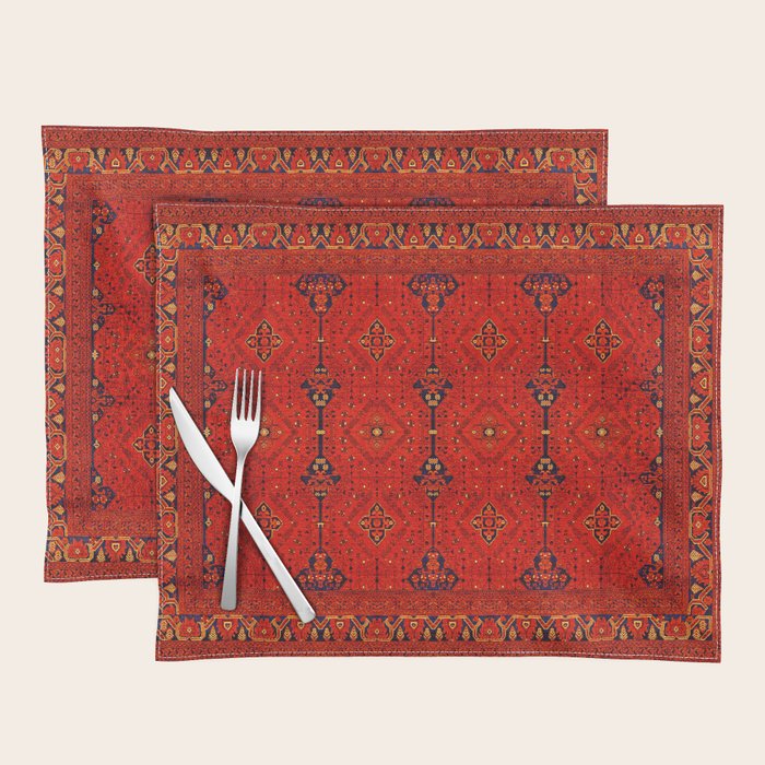Red Oriental Heritage Bohemian Traditional Moroccan Style Placemat Gallery Image 1
