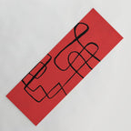 Minimalist Minimal Line Drawing Line Art Maze Red Painting Mid Century Modern Cool Retro Funky Trendy Yoga Mat Gallery Image 1
