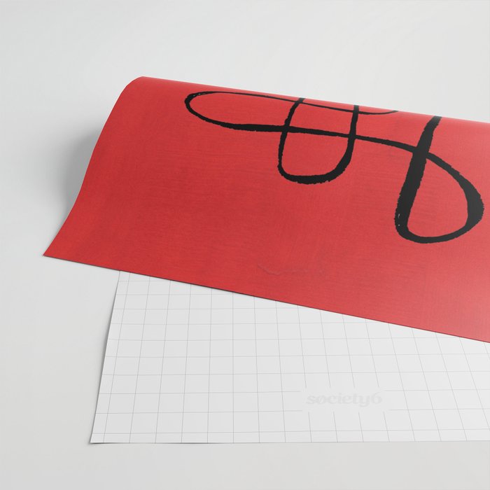 Minimalist Minimal Line Drawing Line Art Maze Red Painting Mid Century Modern Cool Retro Funky Trendy Wrapping Paper Gallery Image 2