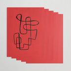 Minimalist Minimal Line Drawing Line Art Maze Red Painting Mid Century Modern Cool Retro Funky Trendy Wrapping Paper Gallery Image 3