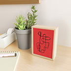Minimalist Minimal Line Drawing Line Art Maze Red Painting Mid Century Modern Cool Retro Funky Trendy Mini Art Print Gallery Image 2